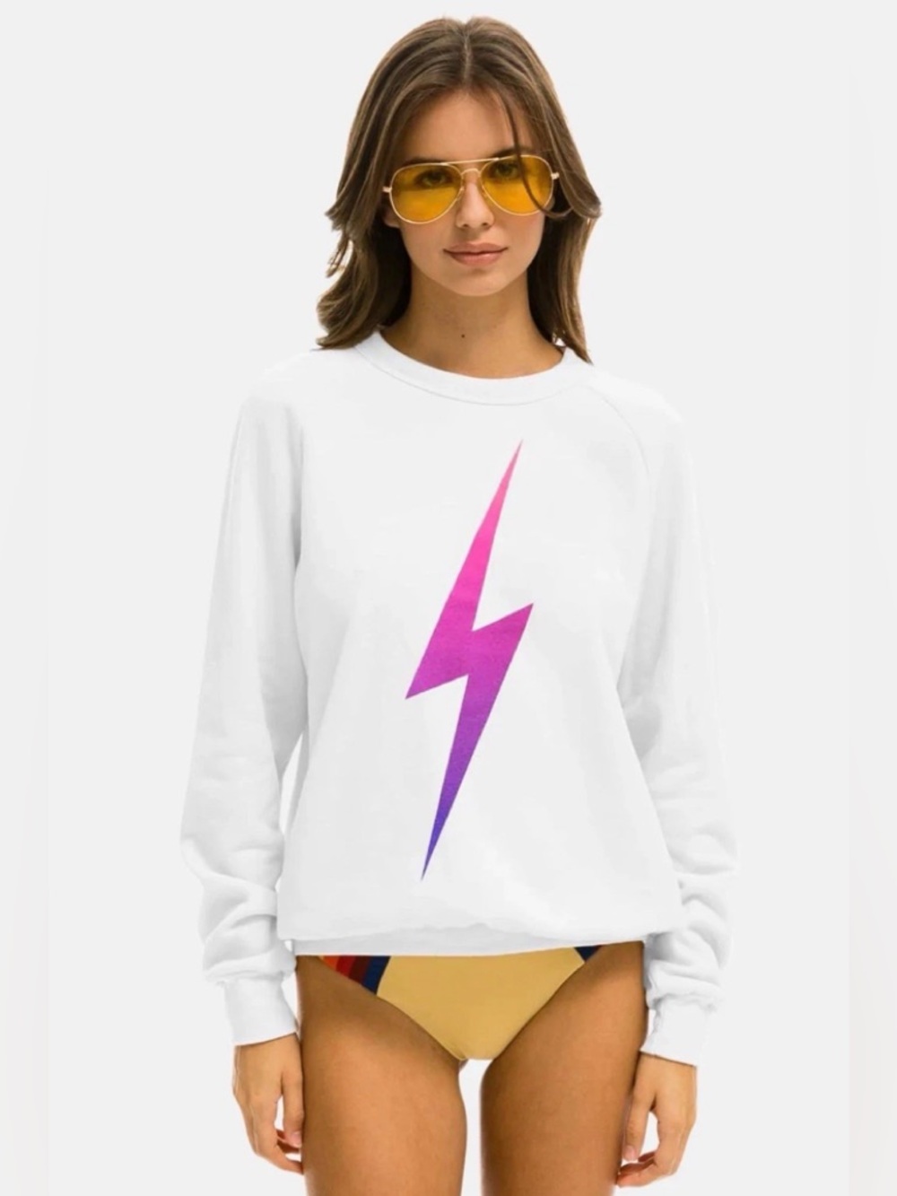 Aviator Nation Lightening Bolt Fade Crewneck Sweatshirt